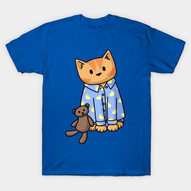 Ginger Cat in Pajamas T-Shirt by Doodlecats 